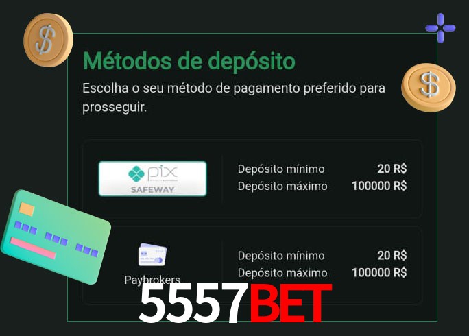 O cassino 5557BET oferece uma grande variedade de métodos de pagamento
